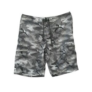 Simms Surf Shorts Men's 38 Hex Camo Sterling Gray Cargo‎ Pockets UPF 50 Fishing